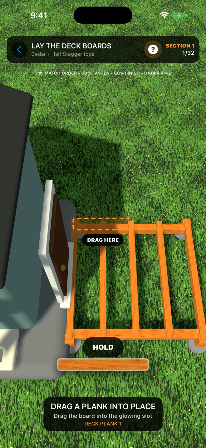 Plank Zen gameplay showing deck boards being installed